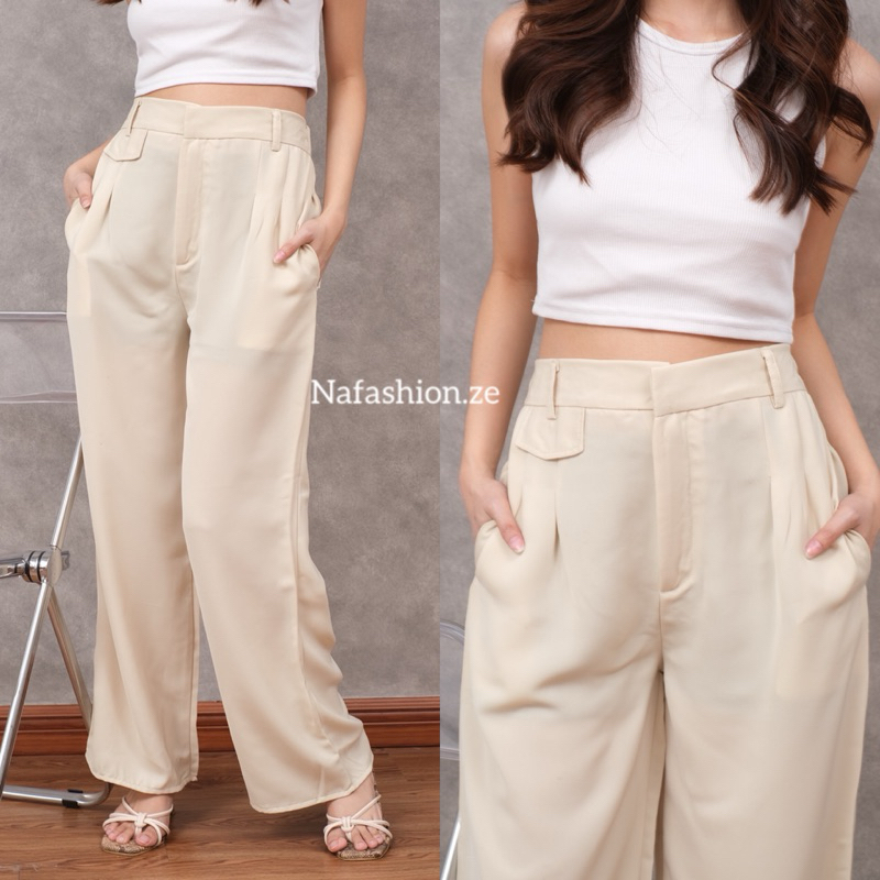 ORO PANTS - Loose Pants Trouser Wanita - Celana Anti Kusut - Celana Kulot Wanita Warna putih - oro p