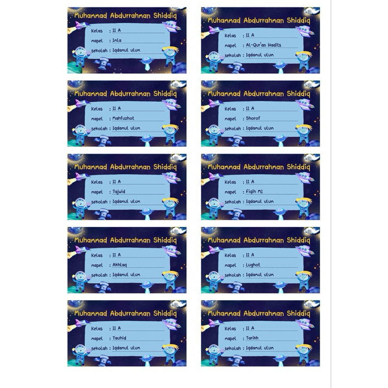 

sticker tempel nama karakter anak