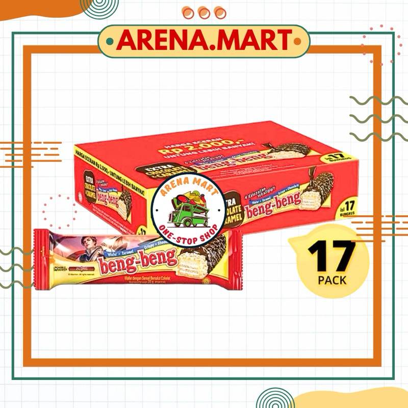 

Beng Beng BengBeng Reguler Extra Chocolate & Caramel Crispy Wafer beng-beng 1 Box isi 17pcs X 25gr