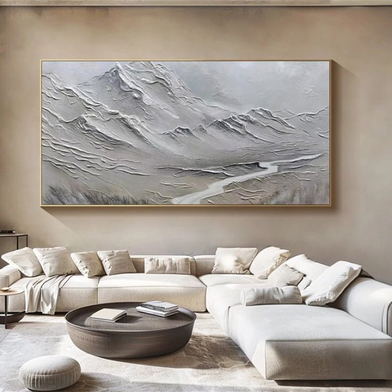 Lukisan dinding abstrak gunung tekstur 3D soft