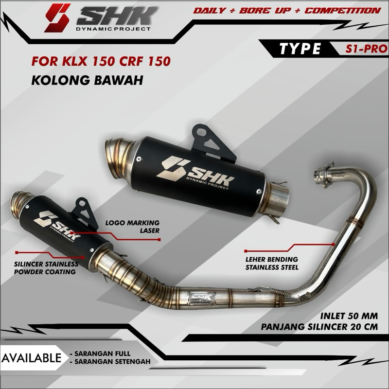 Knalpot kolong bawah CRF 150, KLX 150 original SHK