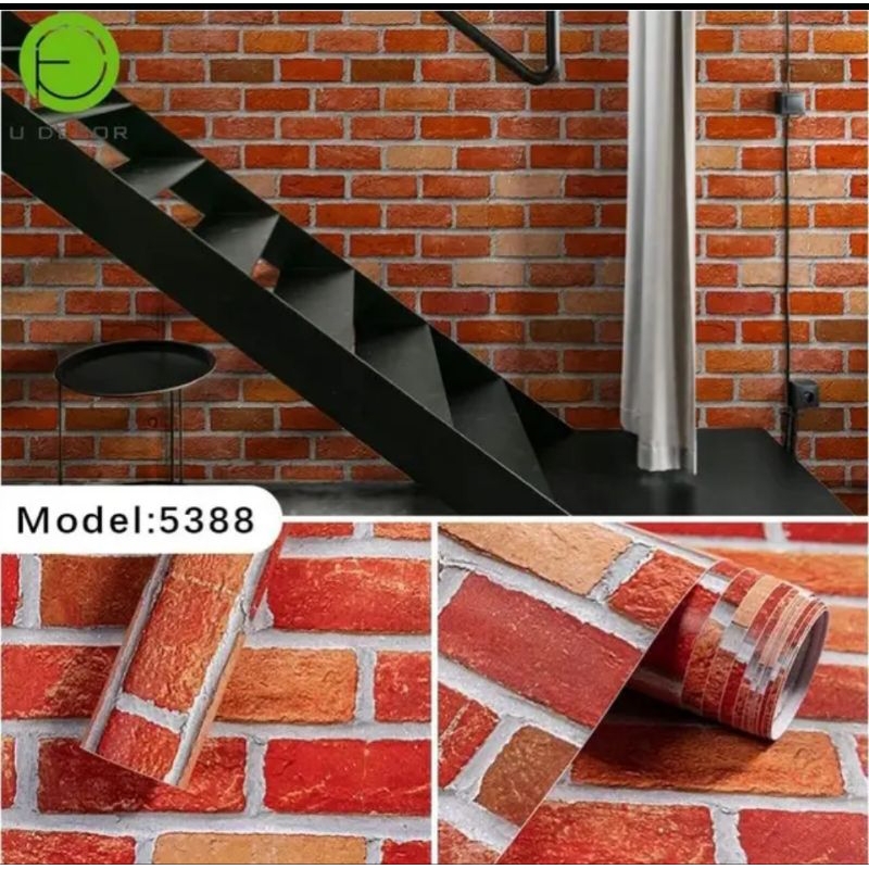 WALLPAPER STIKER DINDING BATA MERAH ORENGE