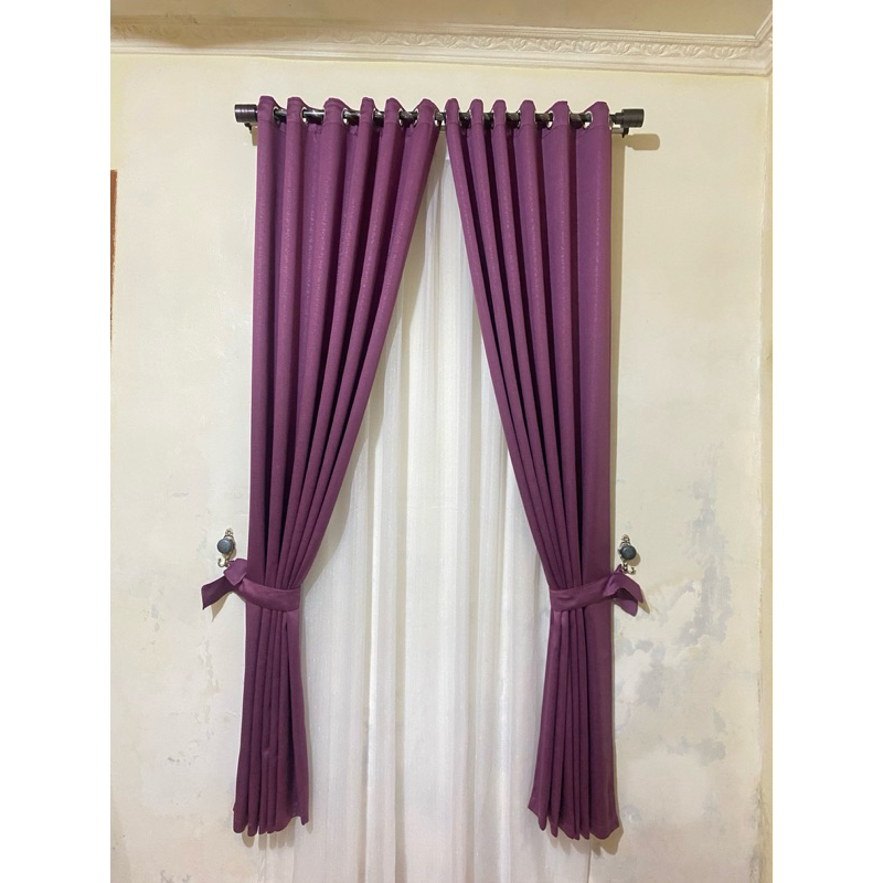 Gorden blackout tebal warna ungu bahan premium/gorden blackout polos