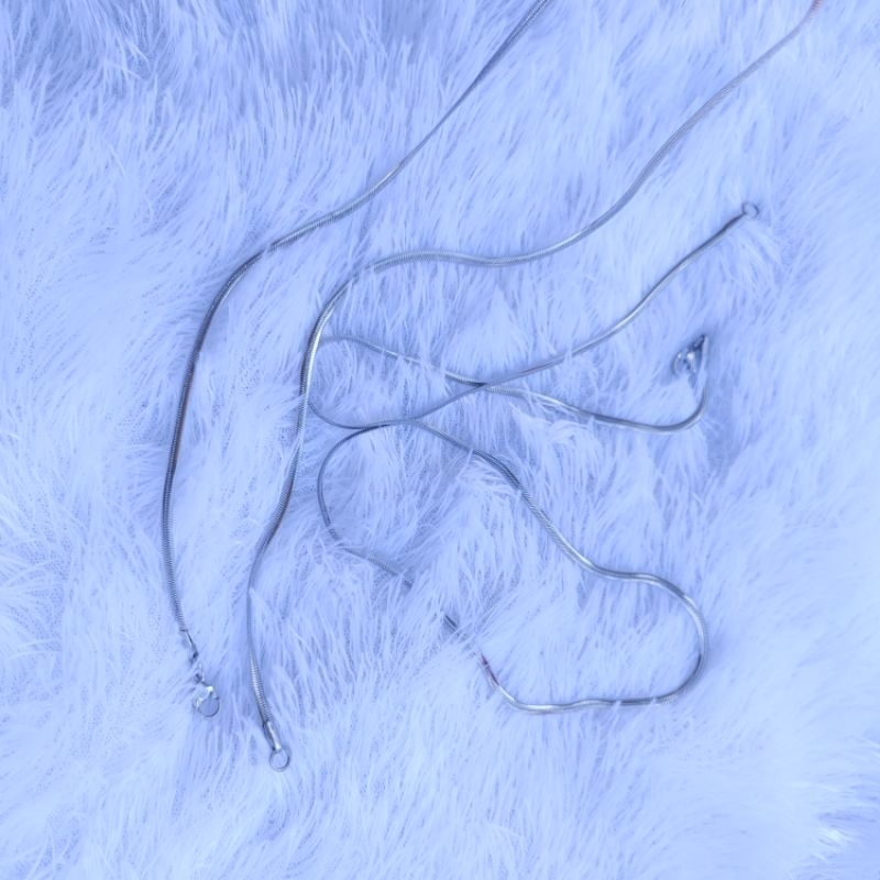 Kalung Titanium Selver Gold Gepeng Pria Wanita