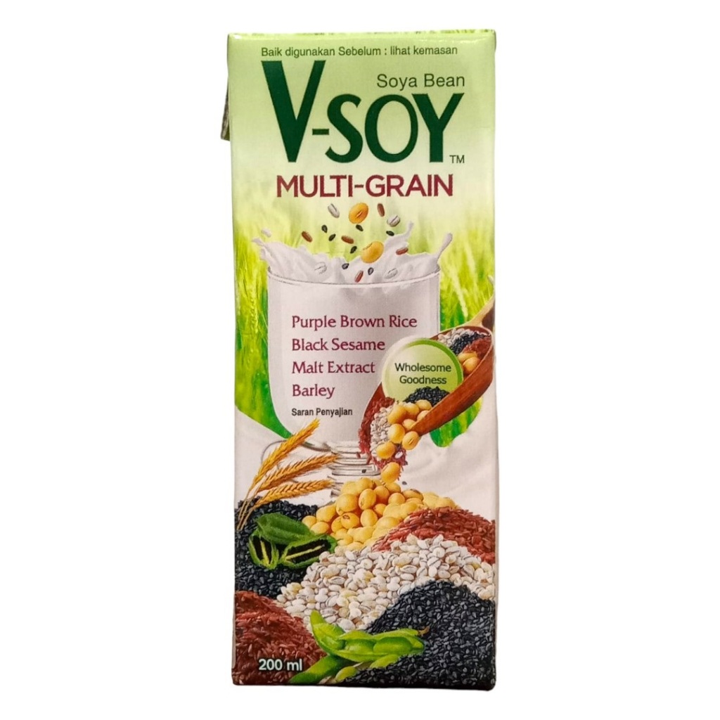 

Susu kacang kedelai soy soya milk soymilk UHT Vsoy V Soy multi grain 200 ml 200ml