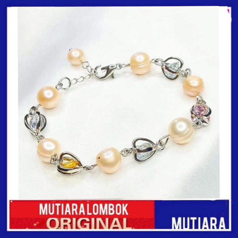 gelang mutiara asli lombok mutiara air tawar ori perhiasan gelang tangan wanita jewellery pearl