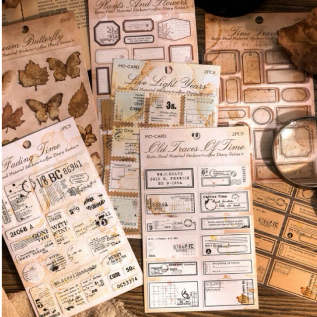 

(KM5)Retro Dual material Stickers/Sticker Paper/Sticker Sheet/Stiker label/Stiker diary