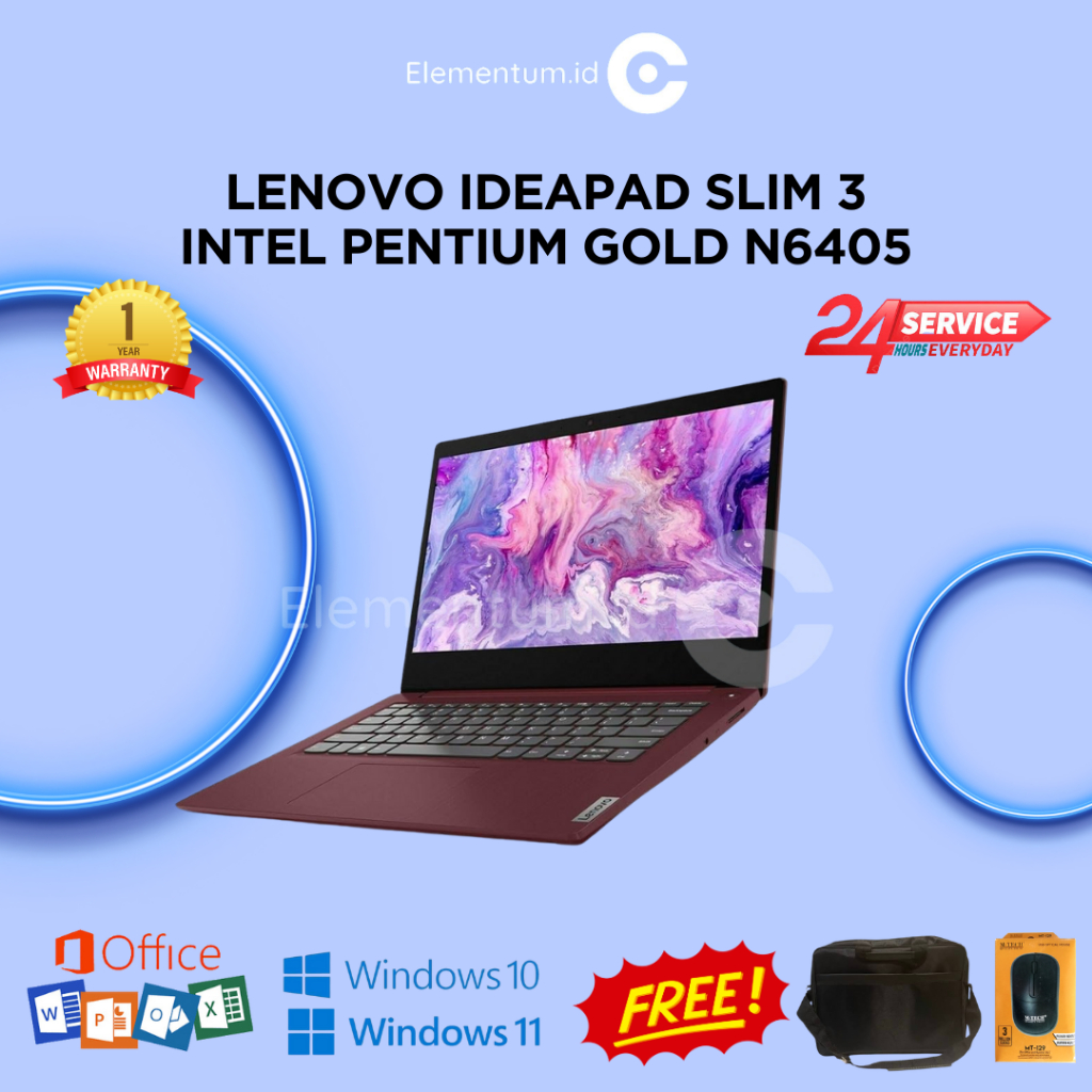 Lenovo IdeaPad Slim 3 Intel Pentium Gold N6405 | 4GB 256GB SSD | 14" FHD
