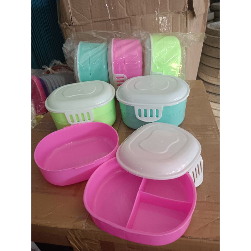 5108 - Tempat Makan Sekat Susun 2 Souvenir Ulang Tahun / tempat nasi / kotak bekal susun 2 rantang p
