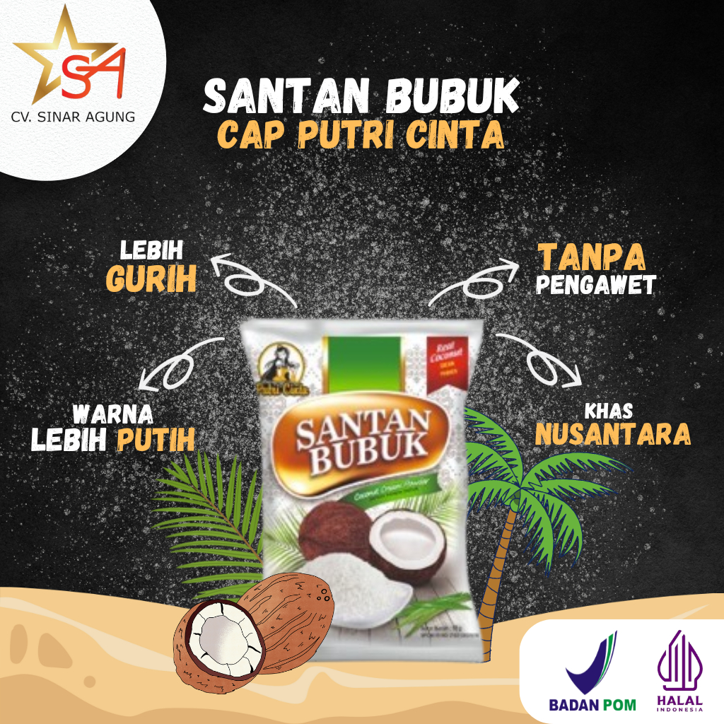 

[SANTAN] Santan Bubuk Putri Cinta Putih Gurih Khas Nusantara Tanpa Pengawet Kemasan 13 Gram (ECERAN)