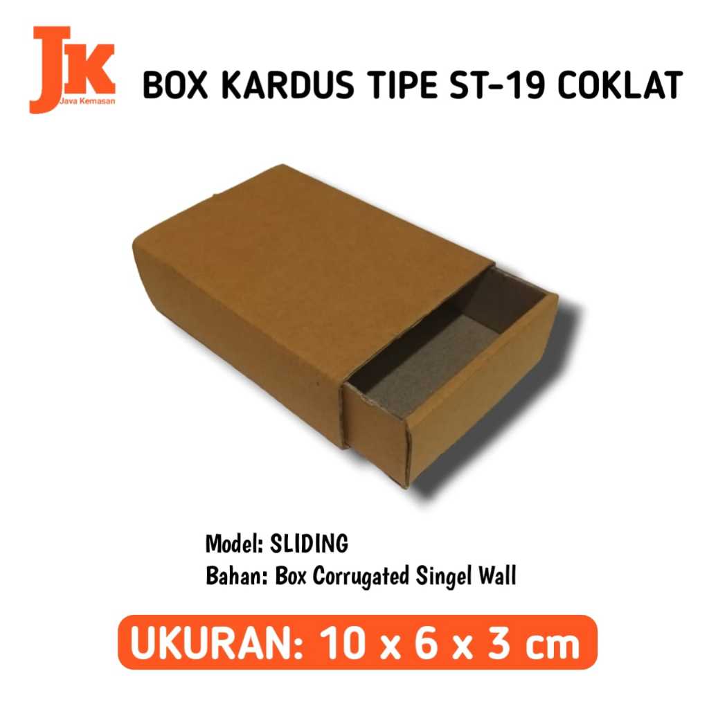 

KARDUS ST-19 KOTAK BOX KARTON CORRUGATED SLIDING COKLAT KECIL POLOS TEBAL PACKING KAOS ACSESORIS SOUVENIR