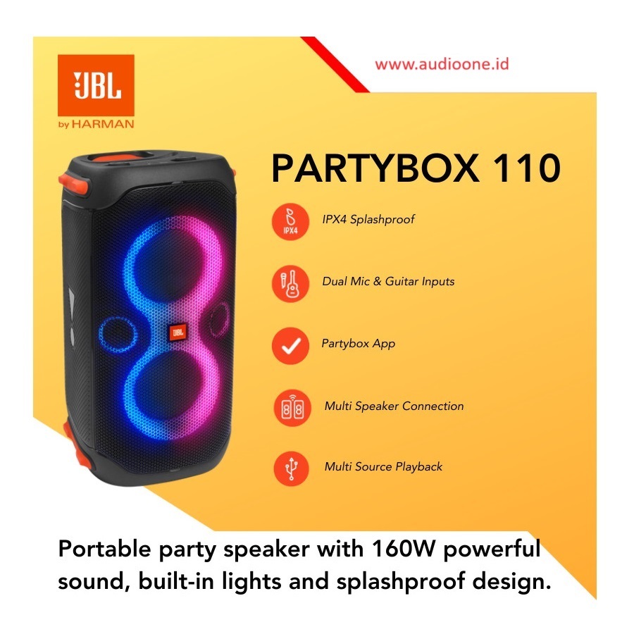 JBL Partybox 110 Party Box 110 PARTYBOX 110 PARTY BOX 110 Wireless Bluetooth Party Speaker