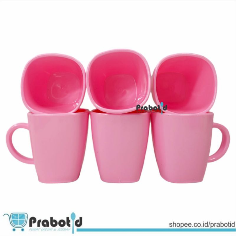 PROMO 12 PCS GELAS MELAMIN 300ML / MUG MELAMIN LUSINAN / 12 PCS MUG KOPI SEMI MELAMIN / GELAS GAGANG