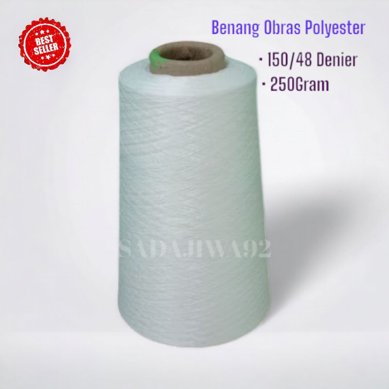 BENANG OBRAS POLYESTER 250GRAM PUTIH | BENANG POLYESTER 150/48 | POLYESTER | POLISTER