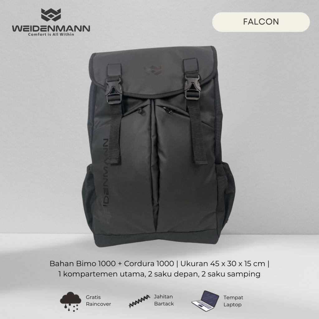 Weidenmann Falcon Tas Ransel Backpack Laptop Pria Hitam