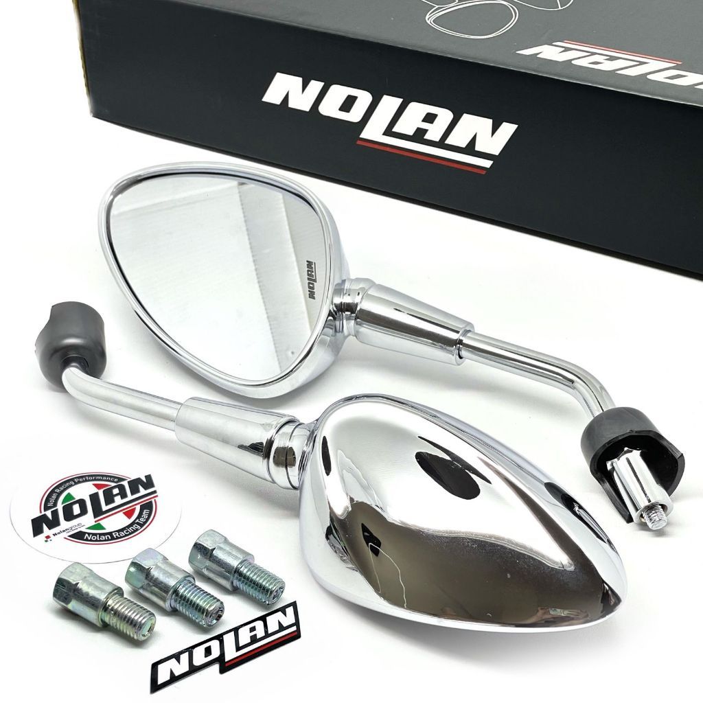 Spion NOLAN Model Vespa Tangkai Panjang HITAM DAN CHROME MOTOR SEMUA VESPA DAN MOTOR MATIC MIO VARIO