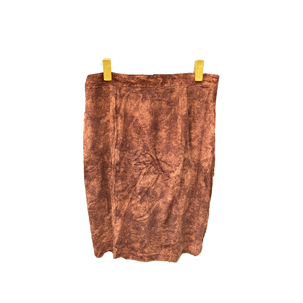 Texture pencil skirt/rok span motif abstrak coklat GOOD CONDITION