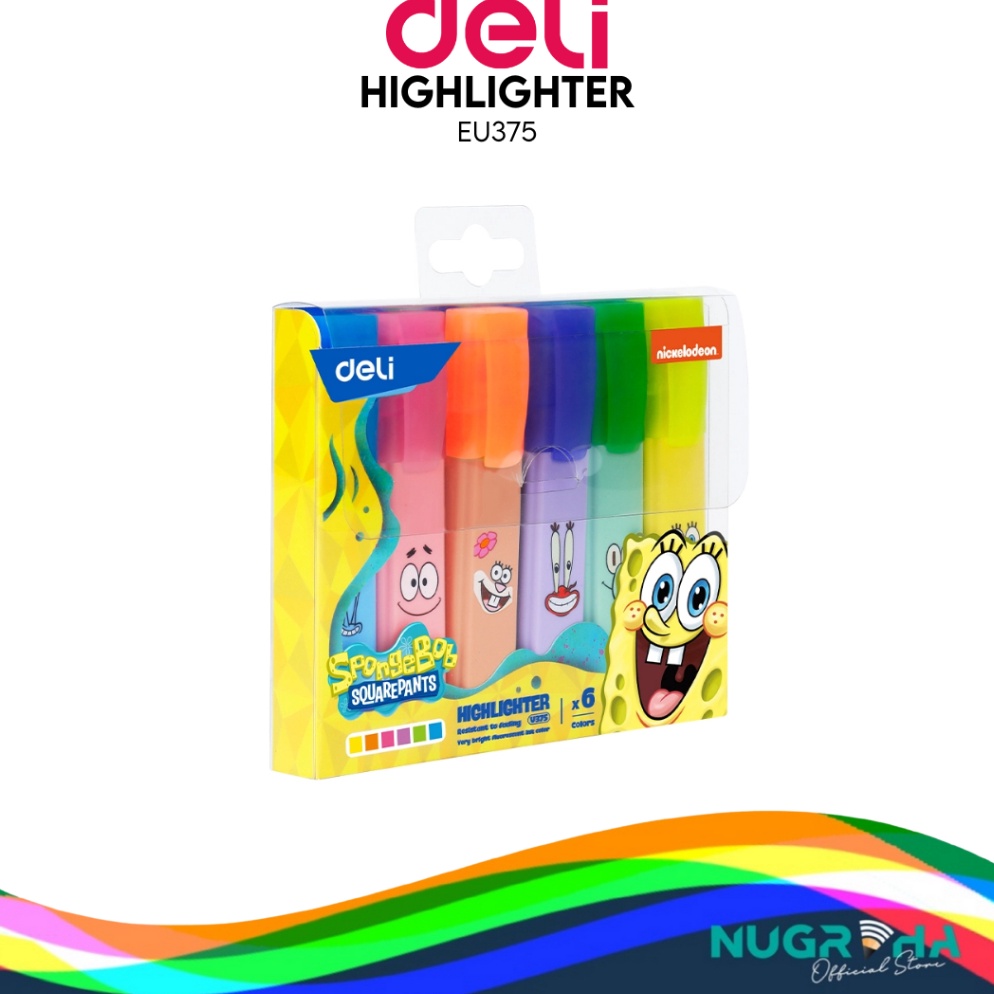 

KODE T26E DELI Highlighter EU375 Set isi 6 Warna Edisi Spongebob