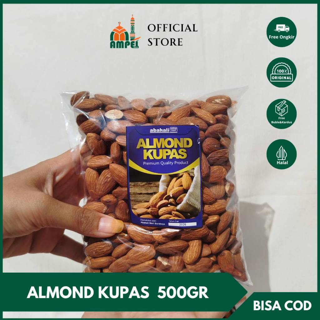 

Kacang Almond Panggang Kupas 500gr Roasted Tanpa Kulit Sudah Matang Untuk Cemilan ASI Booster