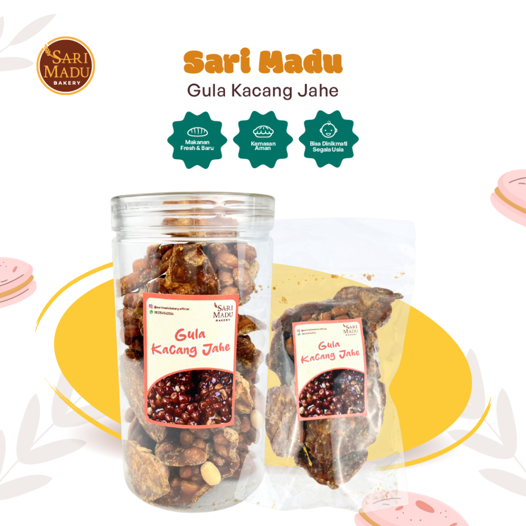 

Gula Kacang Jahe Kombinasi Gula Merah Dan Kacang 6 Bulan Penyimpanan 425 Gram By Sari Madu Bakery