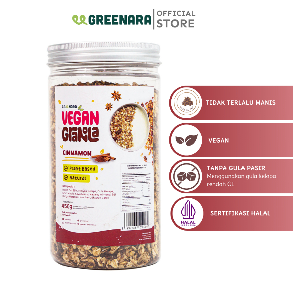 

Greenara - Vegan Granola Cinnamon 450gr / Granola Kayu Manis