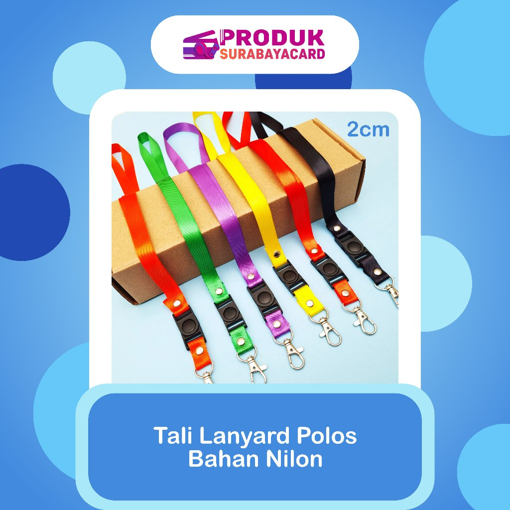 

Tali lanyard Gantungan idcard name tag Polos uk. 2 cm bahan nylon polos