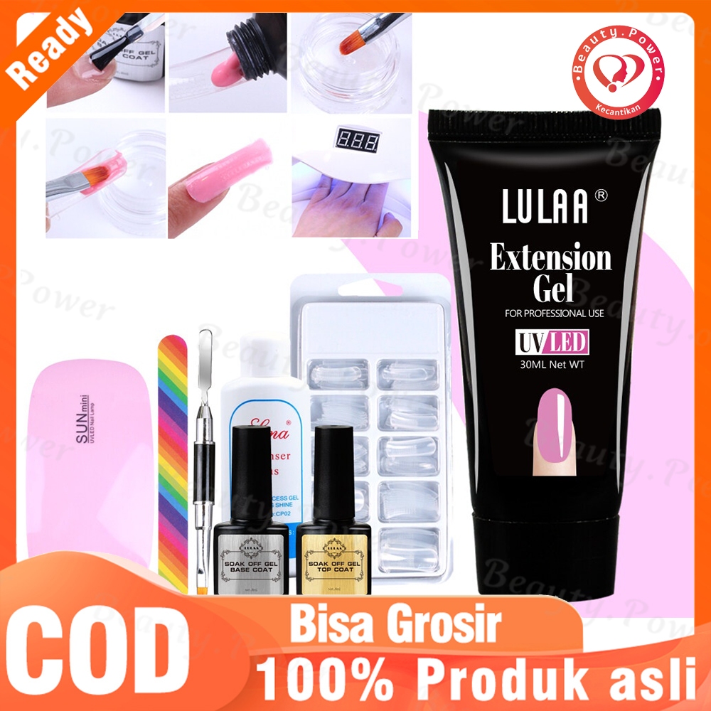 Set Lampu LED/Lem UV Seni Kuku, Set Manikur Gel Ekstensi Kuku, Lem UV