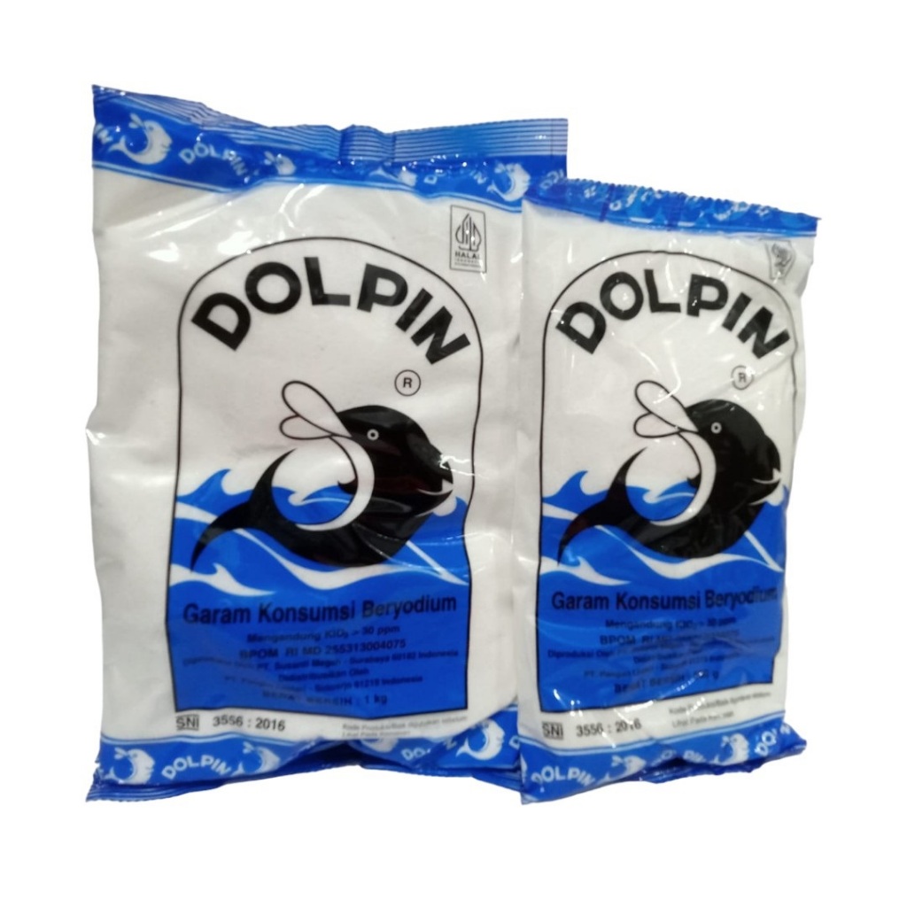 

Garam dapur bubuk halus beryodium sea salt Dolphin Halal 500 gram 1 Kg 1Kg