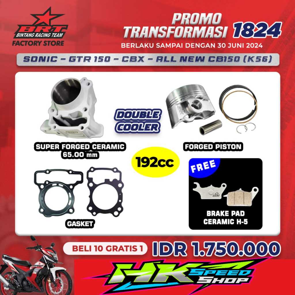 CYLINDER BLOK CERAMIC BLOK PISTON BORE UP 65mm SONIC / GTR 150 / CB 150X / ALL NEW CB 150 K56