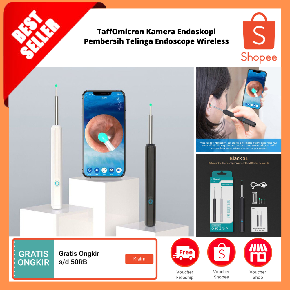 Kamera Endoskopi Pembersih Telinga Endoscope Wireless / Alat Pembersih Kotoran Telinga Kamera Lampu