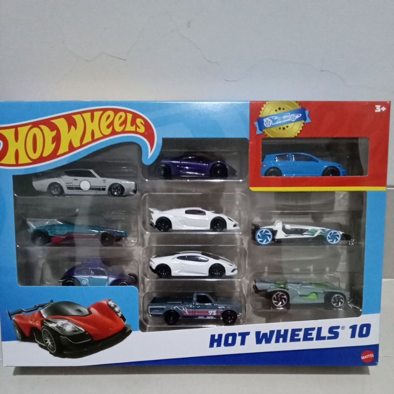 hot wheels 10 gift pack volkswagen golf mk7/2020 koenigsegg jesko/nissan skyline gtr/lamborghini ses