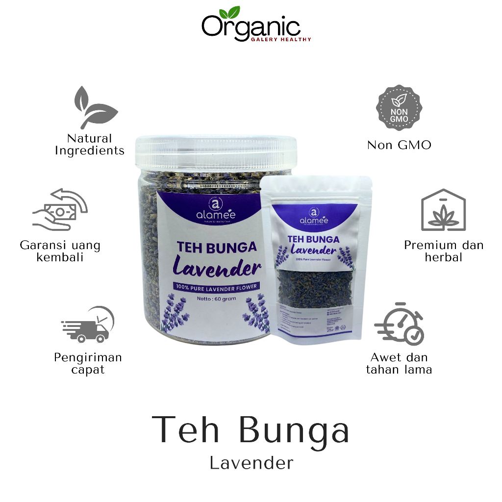 

TEH BUNGA LAVENDER TEA HERBAL HEALTHY ORGANIK KERING ATASI INSOMNIA DRIED FLOWER ANXIENTY