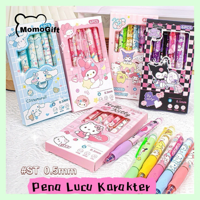 

6 Pcs Pulpen Lucu Bisa Di Hapus Pen Erasable Kartun Gel Pena Cinnamoroll / Pena 1 Set