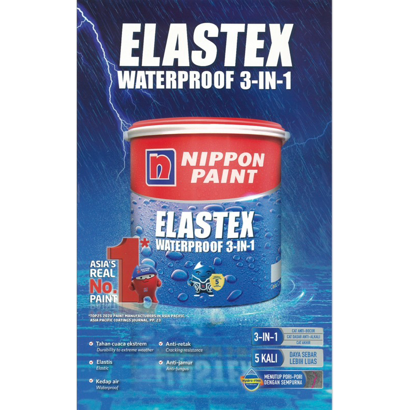 Nippon Paint Elastex Waterproof 3-in-1 Cat Tembok Pelapis Anti Bocor