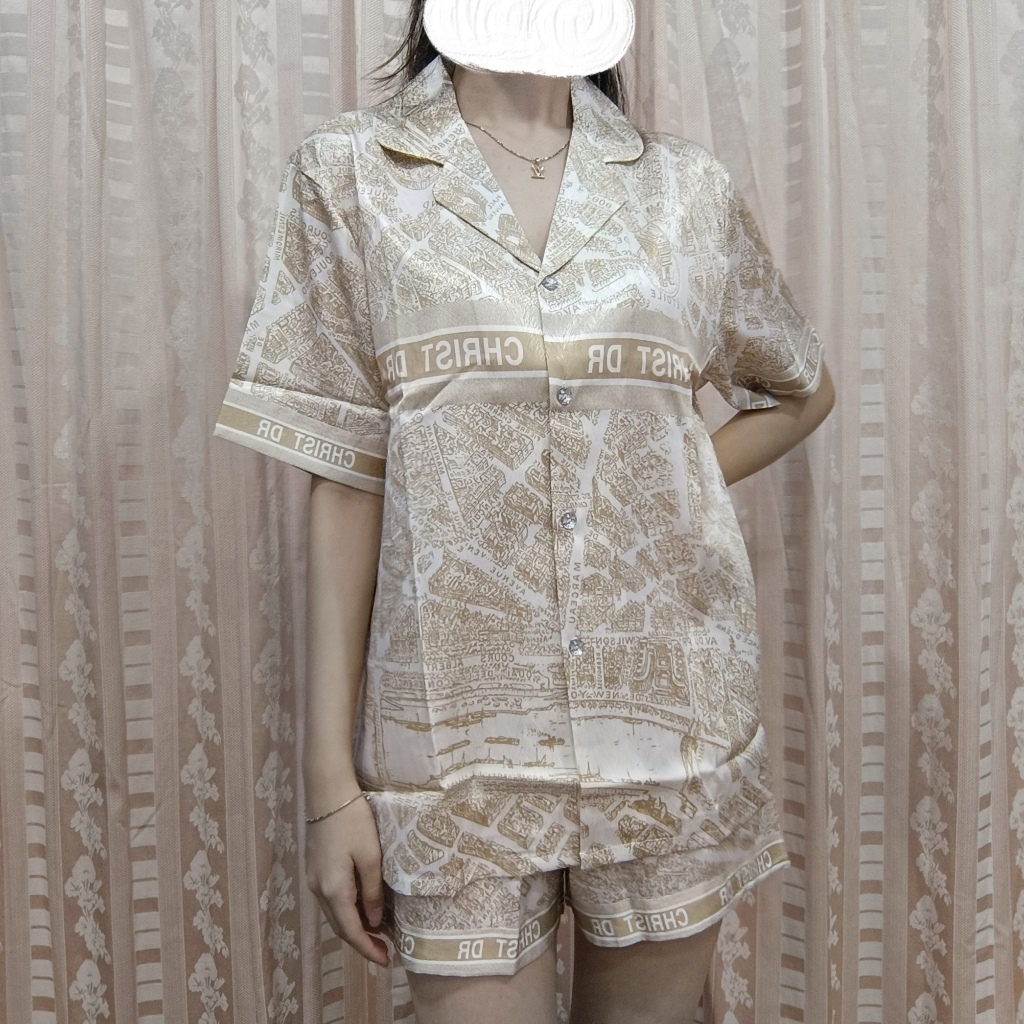 VTreasury - Baju Tidur Wanita / Piyama Satin Premium / Sutra Set 3 in 1 - 444G