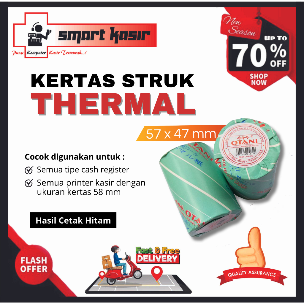 

Kertas Thermal Otani Ukuran 57 x 47 mm | Kertas Printer Thermal