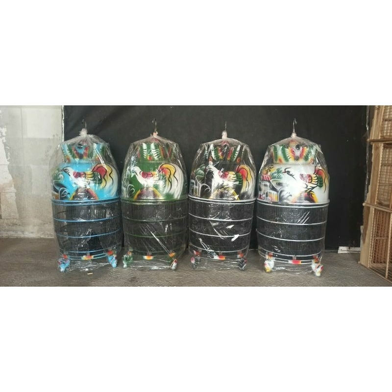 sangkar perkutut fiber tebal bermotif burung