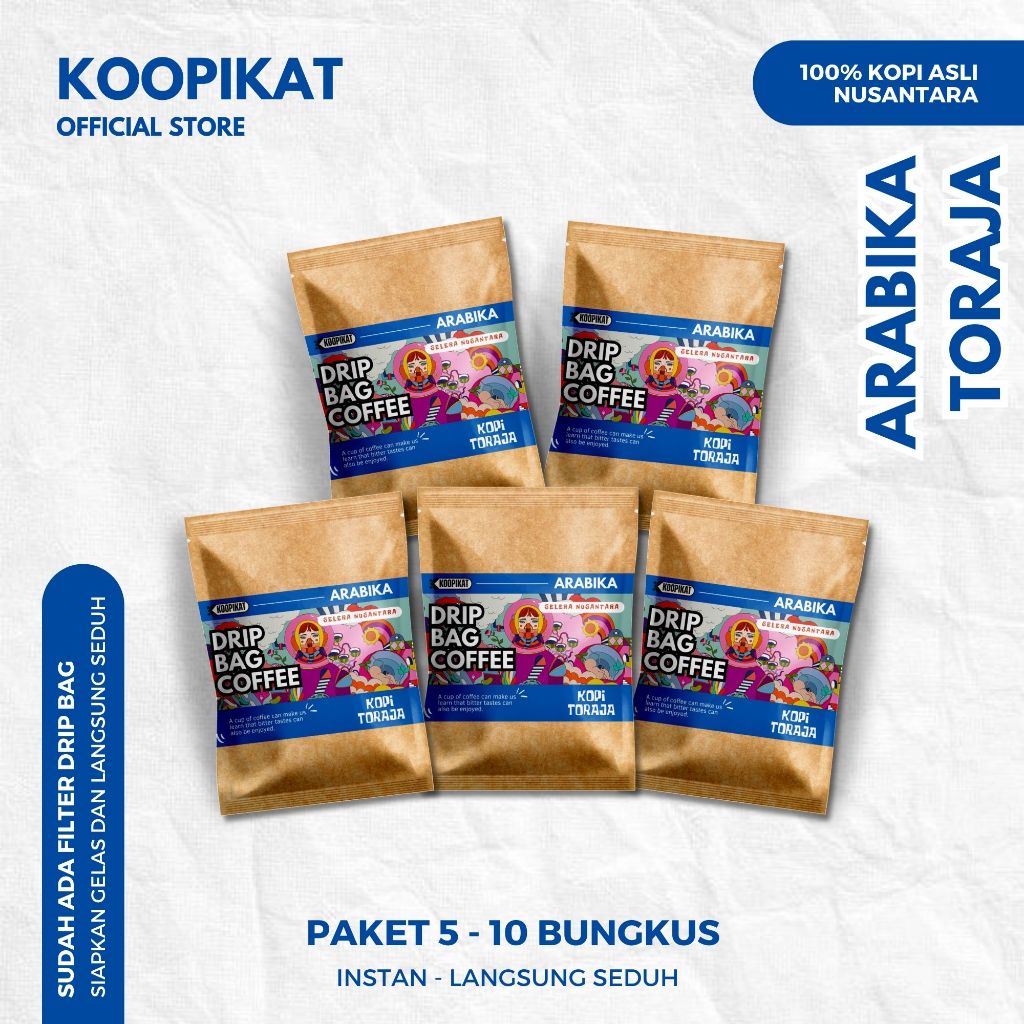 

Paket Kopi Dripbag Arabica TORAJA Coffee Drip Bag Sachet Asli Bubuk Souvenir Pernikahan