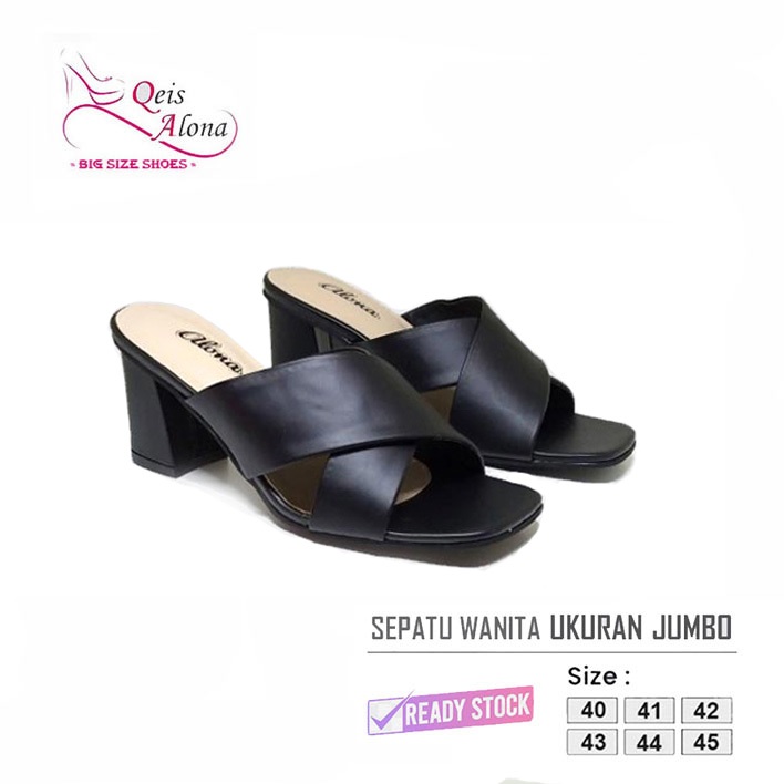 Qeis Alona Misruna | Sandal Wanita Ukuran Jumbo Besar | High Heels Pesta Formal Kondangan