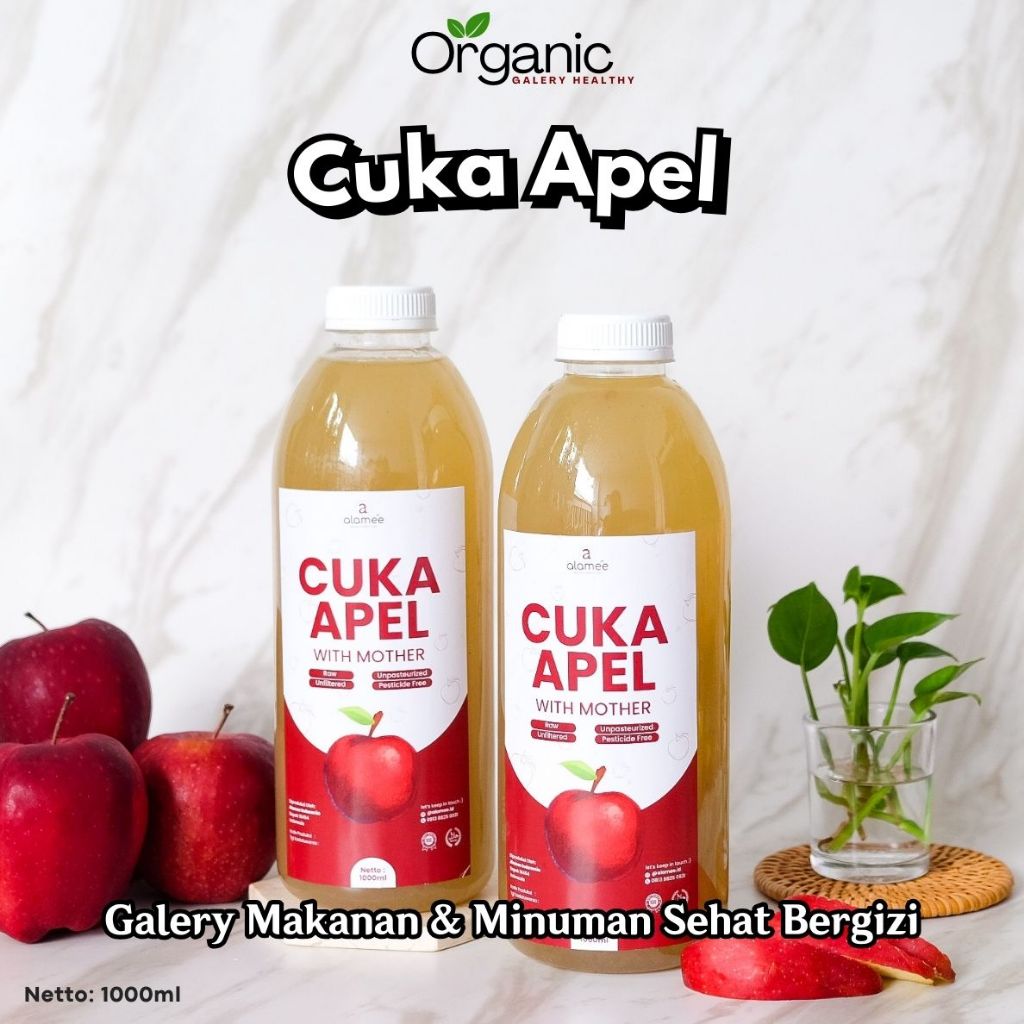 

Cuka Apel Original With Mother Organik Minuman Diet Detox Detok Vinega Sari Buah Tanpa Pengawet Buatan Non MSG Apple Cider Vinegar 1000ml