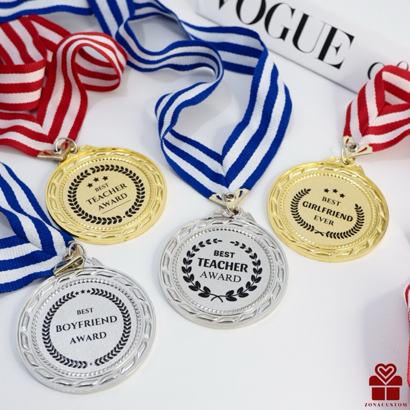 Medali Logam Custom Nama - Medali Penghargaan - Medali Guru - Kado Hari Guru - Medali Pacar - Medali