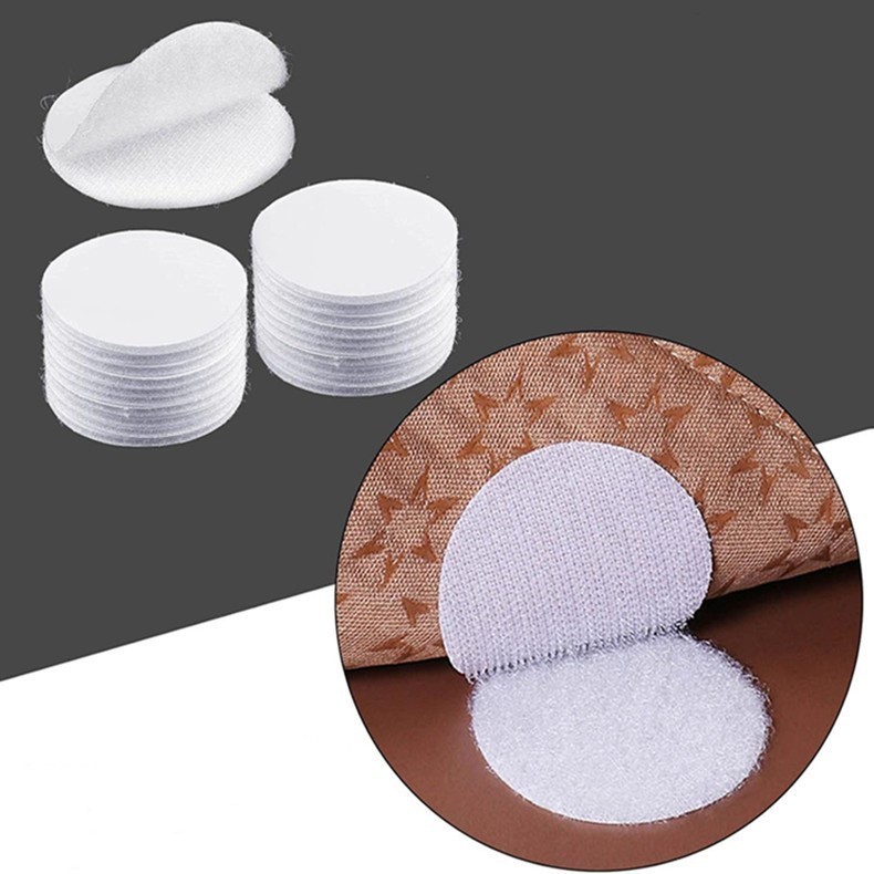 Perekat Velcro Double Tape Serbaguna Velcro Bulat Perekat Hook Dan Loop - Putih