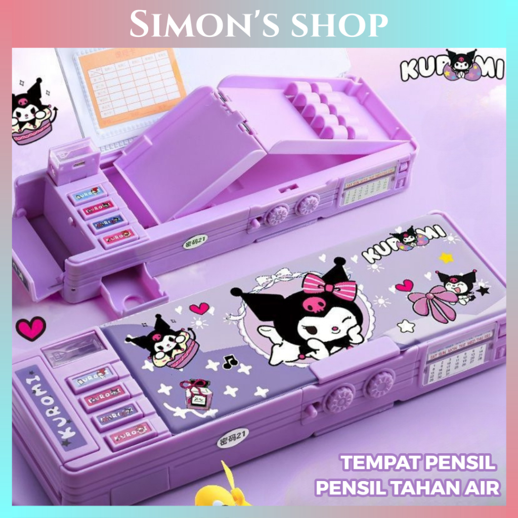 

【COD】Kotak Pensil/Bahan Tahan Air Kuromi Tempat Pensil Password /Multifungsi Lapis Ganda Berkapasitas Besar Lucu- Termasuk Rautan Pensil Kotak Alat Tulis