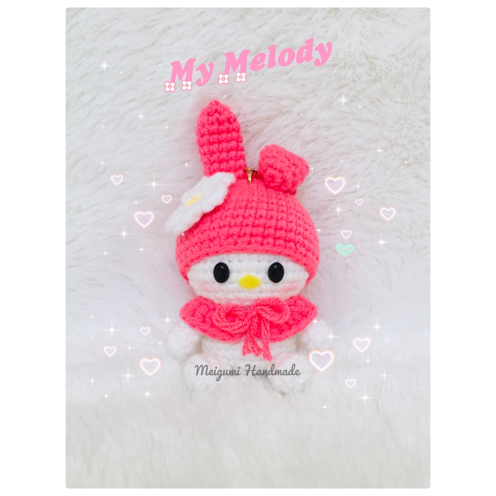 [Ready Stock] Boneka Rajut My Melody Sanrio / Amigurumi My Melody Sanrio / Crochet My Melody Sanrio