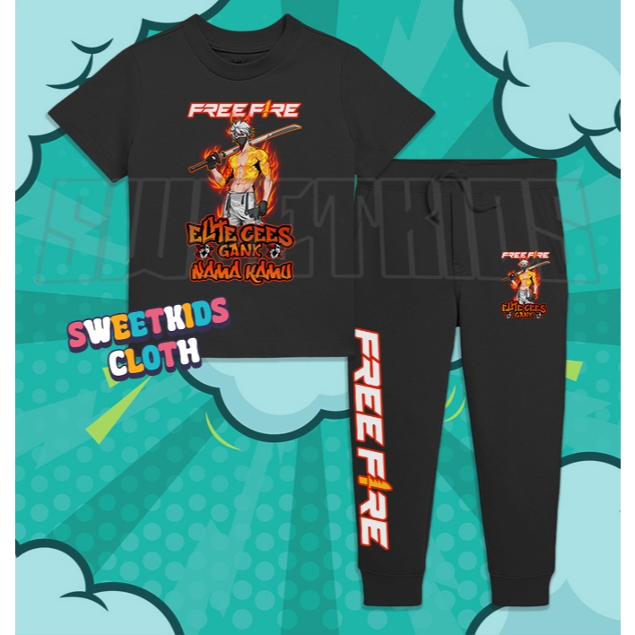 Setelan Kaos Anak FF Free Fire Katana Skin / Jogger Kaos Anak FF Katana Skin Free Fire Gratis Nama