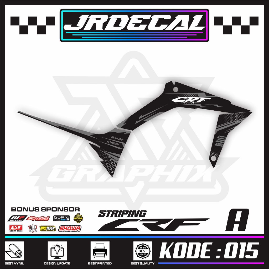 STIKER CRF 150L SEMI FULL GRAFIS TERSEDIA WARNA PUTIH HITAM MERAH MOTIF GARIS GARIS VARIASI SIMPEL K