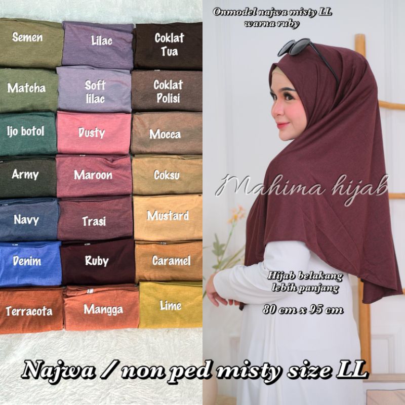 Hijab Najwa Misty Mahima/ Hijab Mahima Non Pad M - LL