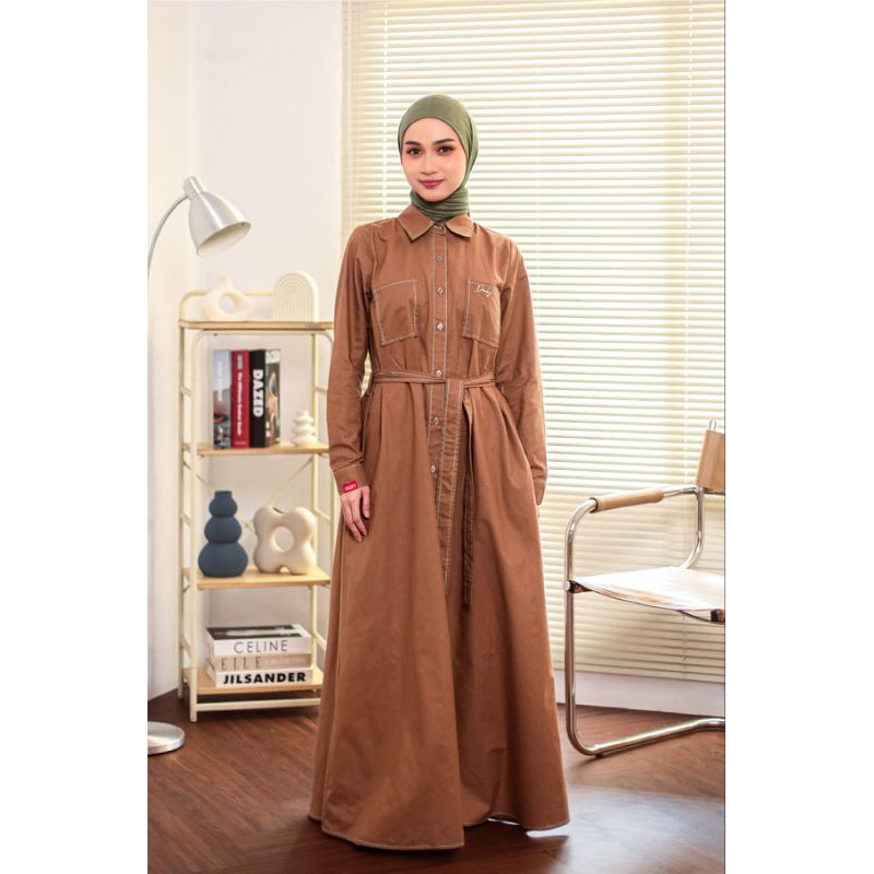 BAJU GAMIS TERBARU L DRESS  POCKET DENIM DAUKY BAHAN  KATUN TERBARU ORI DAUKY