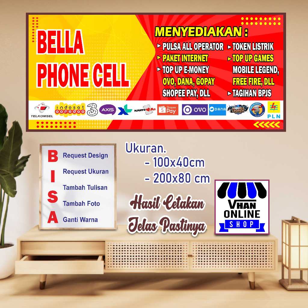 Design Banner MMT Spanduk Konter Pulsa Bagus Murah Keren