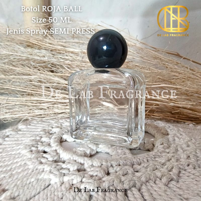 Botol parfum roja tutup bulat bola 50 ml semi press tutup bulat hitam/botol parfum 50 ml/ botol parf